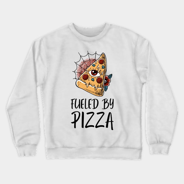 Fueled By Pizza Demon Eye Crewneck Sweatshirt by InkyArt